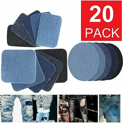 20pcs DIY Design Iron On Denim Fabric Patches Clothing Jeans Repair Kit 5 Colors • $5.49