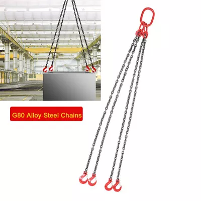 Lifting Chain Slings With 4 Legs And Clevis Sling Hooks 5T  Heavy Duty Grade 80 • £58.80