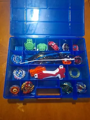 Beyblades  Mixed Lot 6 Launchers & 6 Beyblades  And Some Parts With Case  • $29.99