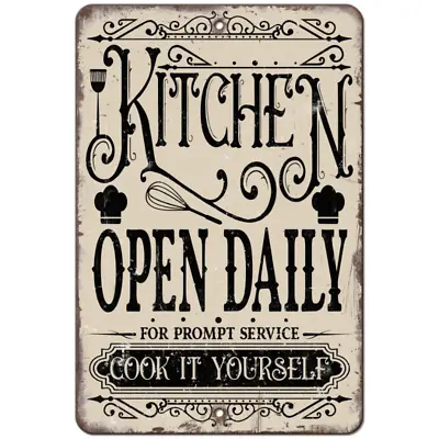 Kitchen Aluminum Metal Sign Funny Old Fashioned Retro Country Family Wall Decor • $21.59