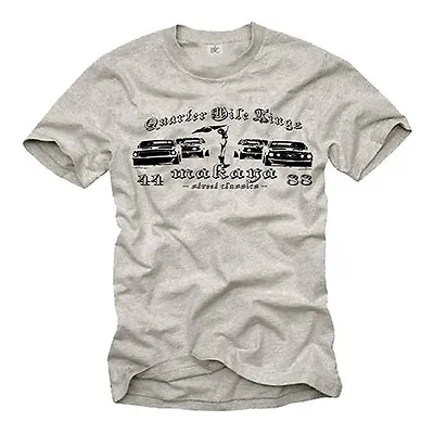 Retro Quarter Mile Race Men Shirt With Custom Mustang - Short Sleeve Tee • $21.03