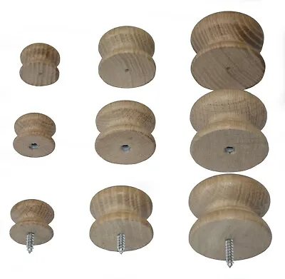 £5.10 • Buy Oak Knobs Replacement Drawer Furniture Wooden Handles Drilled Or With Fittings