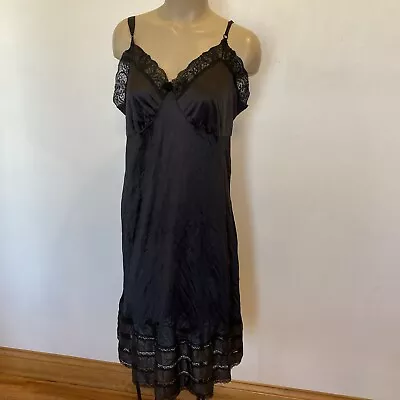 Vintage Slip Adonna Size 42  Bust Black With Lace • $19.99