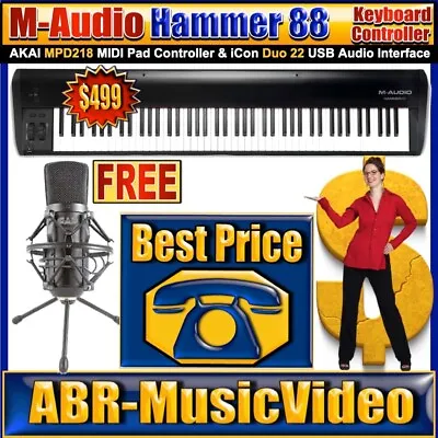 M-Audio Hammer 88 USB Keyboard Controller/ FREE CAD GXL2600USB Condenser Mic • $500