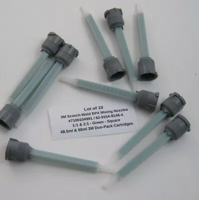 (Qty 10) 3M Scotch-Weld EPX Mixing Nozzle 1:1 & 2:1 (48.5ml & 50ml) Square Green • $10.95