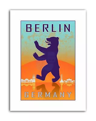 Berlin Germany Heraldic Rampant Bear Coat Arms Travel Canvas Art Print • £13.99