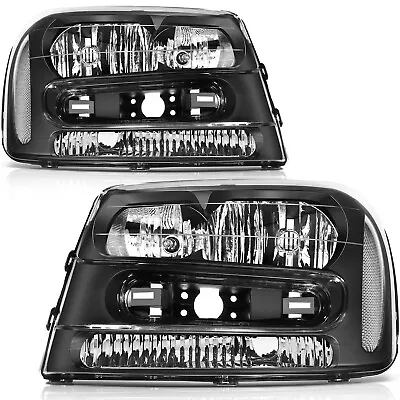 For 2002-2009 Chevrolet Chevy Trailblazer Black Left & Right  Headlight Assembly • $74.99