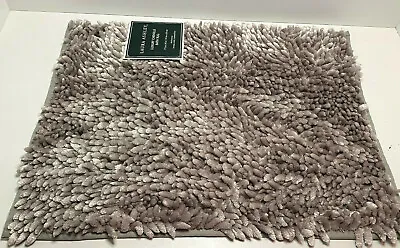 New Laura Ashley Luxury Butter Chenille Noodle Shag Bath Rug 17  X 24  Lite Gray • $22