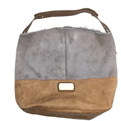 Ugg Australia Slouch Purse Suede Leather Shearling Sherpa Bag Sheepskin Large • $49.75