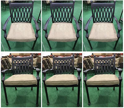 Patio Dining Chairs Set Of 6 Cast Aluminum Furniture Tuscany Sunbrella Cushions • $1895