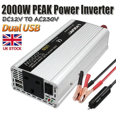 £11.89 • Buy 800W 2000W Car RV Power Converter Inverter DC 12V To AC 230V 240V USB Travel