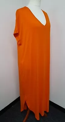 Mat Fashion Orange Maxi Dress T- Shirt Style W/ Short Sleeves Size L/XL NWT • £20