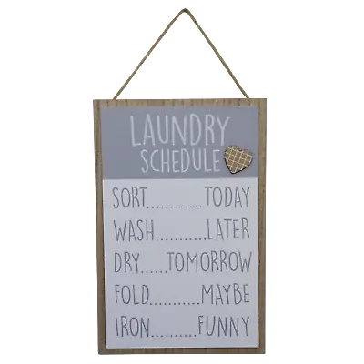 Plaque Laundry Rules Schedule Funny Utiltiy Room Kitchen Sarcastic Wooden Sign  • £10.99