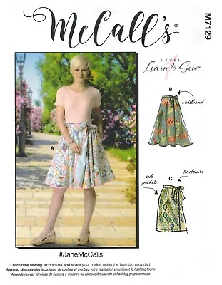 McCall 7129 Wrap Skirt Flare Pencil Short Tie Reversible Learn-2-Sew Pattern • $11.95