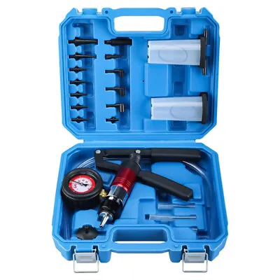 21Pcs Hand Held Vacuum And Pressure Pump Tester Tool Brake Bleeder Kit + Case • $30.39