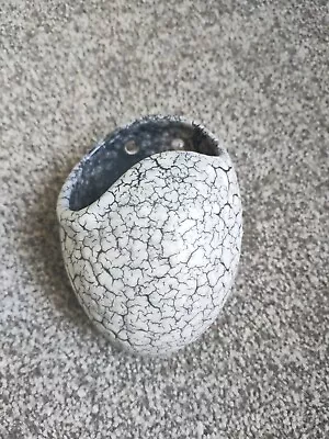 Mid Century West German Fat Lava Wall Pocket Vase Egg Shell Effect Crackle Small • £39.99