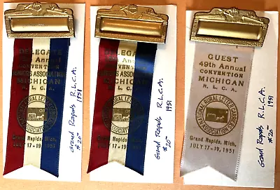 3 - 1950's Vintage Grand Rapids MI Rural Letter Carriers Assn. Convention Badges • $31