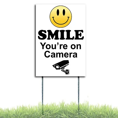 Smile You're On Camera Security Surveillance Plastic W/Stakes Coroplast Sign • $6.79