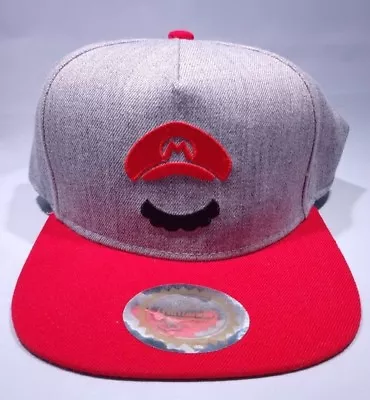 Nintendo Cap Mario Mustache Brimmed Hat - Gray Red Size Adult • $8.79