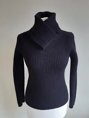 Marilyn Anselm For Hobbs Black Wool Ribbed Jumper S • £10