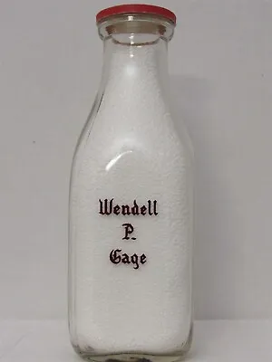 TSPQ Milk Bottle Wendell P Gage Farm Dairy Barre VT WASHINGTON COUNTY • $19.99