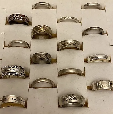 Vintage Sterling Silver 925 Band Ring LOT 16 Patterned Floral Motto Plain Mixed • $150