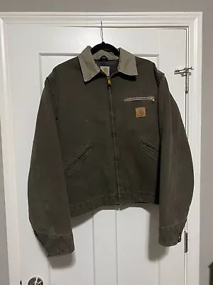 $225 • Buy Vintage VTG Carhartt Detroit Jacket J97 PTL Grey Blanket Lined USA Large