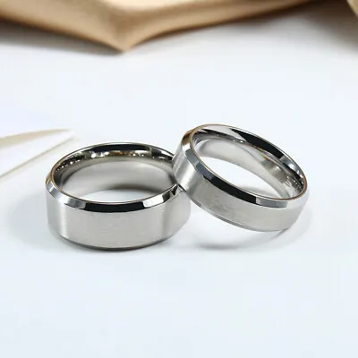 Women Men Ring Wedding Bands Ring For His Her Eternity Stainless Steel Half Size • £5.99