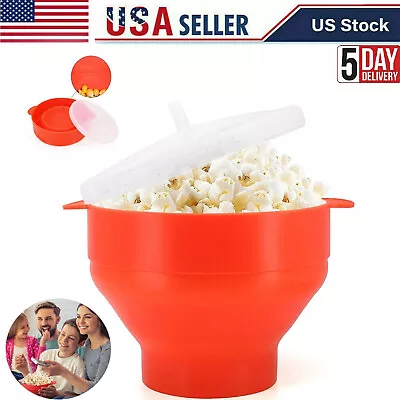 Popcorn Maker Popper Microwave Silicone Collapsible Bowl Container Kitchen • $9.95