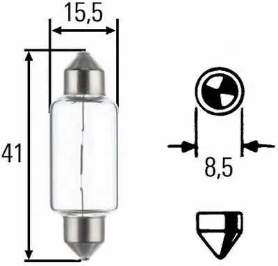 Bulb Reverse Light 12V 15W Festoon Sv8 5 8GM002091-141 By Hella - 2 Units • £3.33