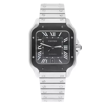 Cartier Santos De Cartier Automatic Steel Grey Dial Mens Bracelet Watch WSSA0037 • $7139.15