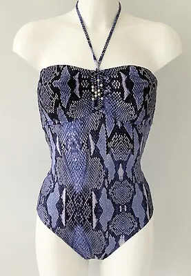 Butterfly By Matthew Williamson Purple Snakeskin Print Swimsuit UK 12 • £9.99