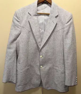 Larry Mahans Cowboy Collection Tweed Blazer Jacket Sport Coat Gray Western • $35.99