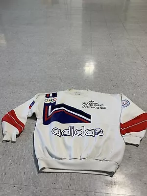 Vintage Adidas 1980 Lake Placid USA Olympic Sweatshirt Men's XL - 2XL Crewneck • $275