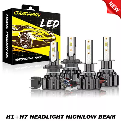 H1 H7 4PCS LED Headlight 4400W Bulbs Kit 6000K For Benz W202 C230 C280 1997-2000 • $41.27