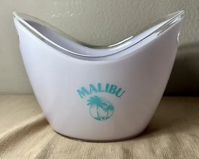 Malibu Rum Thick Acrylic White Bottle Service Ice Bucket W/ Handles BRAND NEW • $19.99