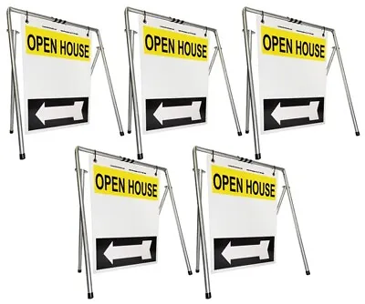 Real Estate Open House Sign Kit Metal A-Frame 5-Pack Yellow White Black Swinger • $169.99