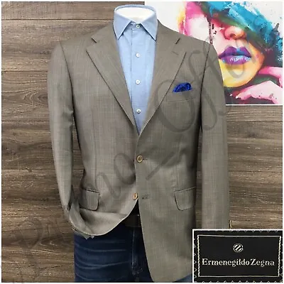 Vintage Zegna Mens Blazer Sport Coat 3 Button Casual Jacket Size 42R Wool Suits • $89.95