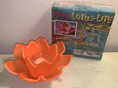 1960’s Vintage Lotus Lite Orange Floating Pool Candle Holder Candle-Glo Made USA • $23.10