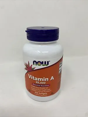 Now Foods Vitamin A 25000 IU 250 Softgels Eye Health Immune Support Exp 05/2025 • $14