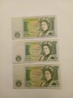 Bank Of England £1 Pound Notes X3 A62 A64 & A77 Uncirculated • £15