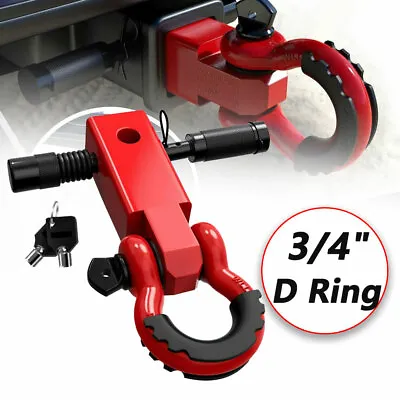 3/4  D Ring Red Shackle Off Road Pulling 2  Solid Shank Trailer Hitch Receiver • $36.95