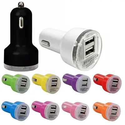 Colour Dual USB Car Charger Adapter For IPhone Samsung Huawei GPS And Tablets • £3.99