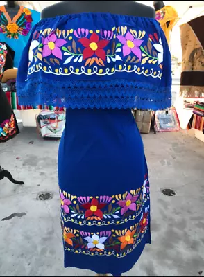 Mexican Fiesta Embroidered Dress OFF The Shoulder Vestido Mexicano Bordado  • $44.95