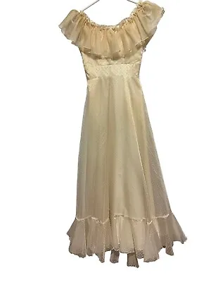 Vintage Wedding Dress 1980’s. Light Yellow. Dotted Swiss Over Taffeta Unlabeled • $102.79