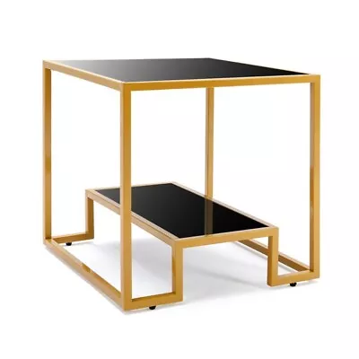 Modern Metal Glass Coffee Table Side End Table Shelf Living RoomOffice Furniture • $90.94