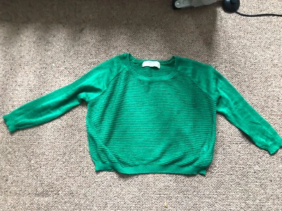 £4 • Buy Zara Green Cropped Linen Mix Knit Jumper -Size Medium M