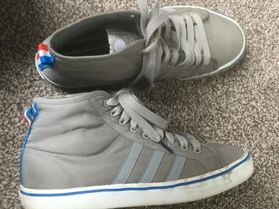 £6.95 • Buy RARE Adidas Originals Team GB Nizza Grey Hi Top Boots Trainers 3 Stripe - UK 10