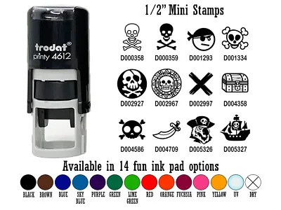 Pirate Skull Crossbones 1/2  Self-Inking Rubber Stamp Ink Stamper • $9.99