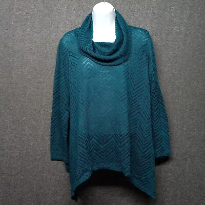 Ab Studio - Sweater - Women's Size XL - Blue Knit Cowl Neck Collared • $14.31